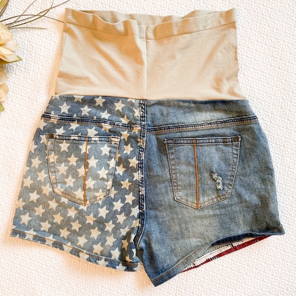 DenimDIVA Stars and Stripes Patriotic Flag Maternity Jean Shorts Size M - Picture 5 of 6